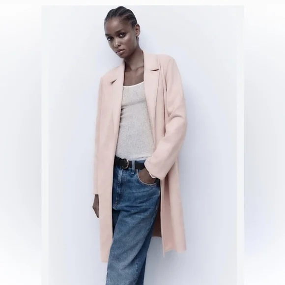 Zara Blush Pink Overcoat - Picture 2 of 3
